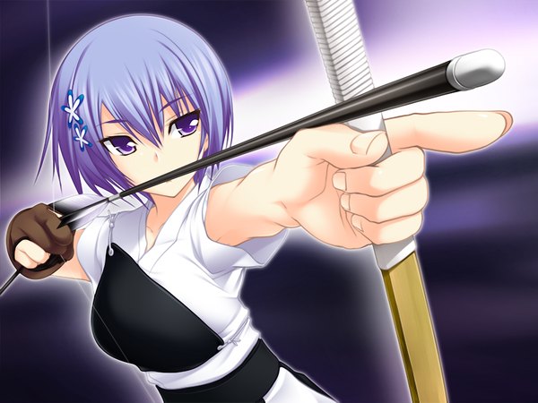 Anime picture 1200x900 with maji de watashi ni koi shinasai! shiina miyako short hair purple eyes game cg purple hair girl