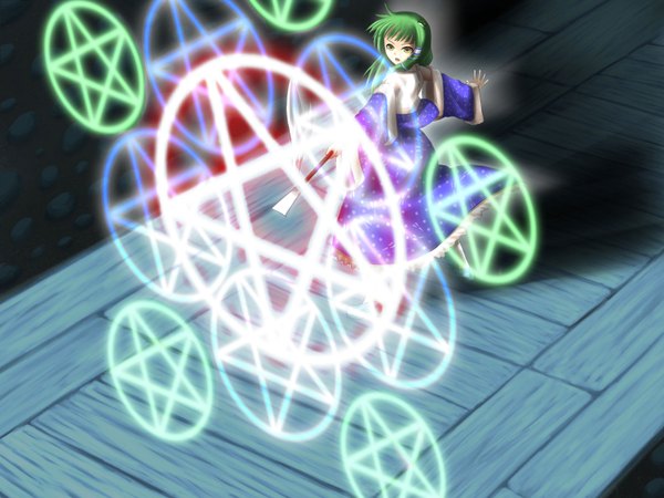 Anime picture 1600x1200 with touhou kochiya sanae highres pentagram girl
