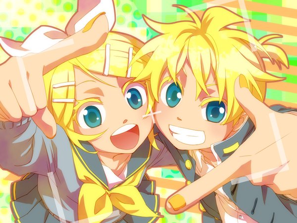 Anime picture 1600x1200 with vocaloid kagamine rin kagamine len junji wallpaper girl