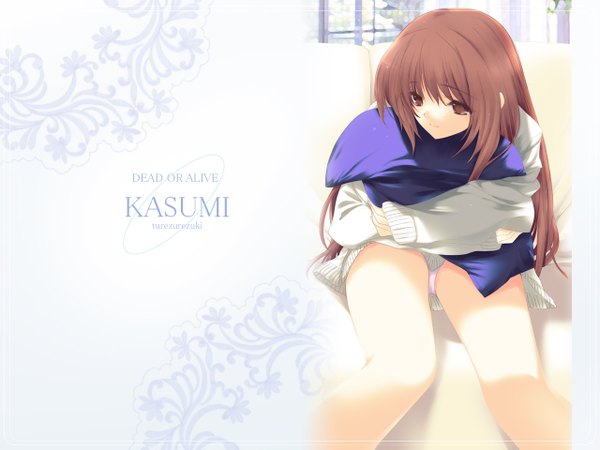 Аниме картинка 1280x960 с dead or alive kasumi (doa) iizuki tasuku лёгкая эротика обнимает подушку