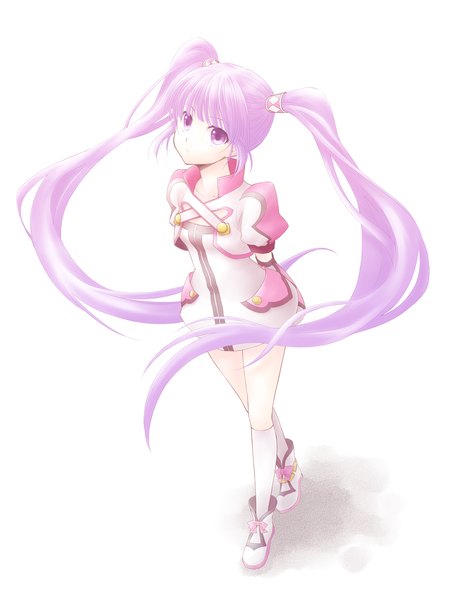 Anime picture 1800x2400 with tales of (series) tales of graces sophie (tales) aino yumeri single tall image highres simple background white background twintails purple eyes purple hair very long hair girl dress socks white socks