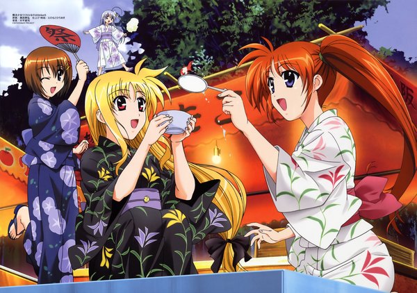 Anime picture 4665x3287 with mahou shoujo lyrical nanoha mahou shoujo lyrical nanoha strikers fate testarossa takamachi nanoha yagami hayate reinforce zwei highres girl