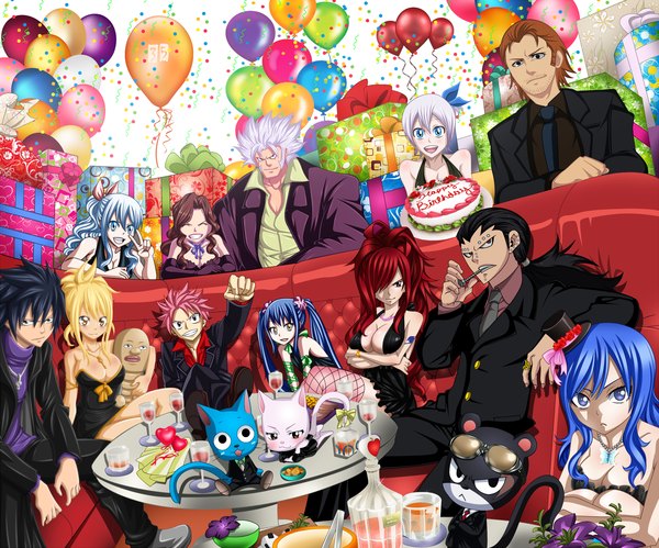 Anime picture 2000x1666 with fairy tail lucy heartfilia erza scarlet natsu dragneel gray fullbuster wendy marvell juvia lockser happy (fairy tail) mirajane strauss gajeel redfox charle (fairy tail) lisanna strauss cana alberona panther lily elfman strauss gildarts clive gold-mk natilokijung belucen futuretabs