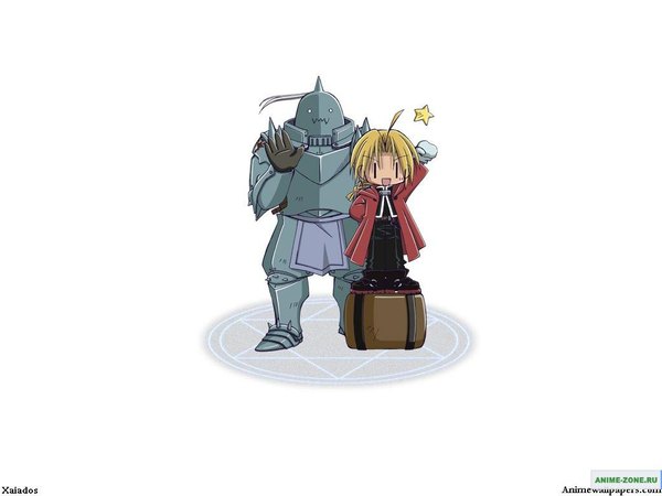 Anime picture 1024x768 with fullmetal alchemist studio bones edward elric alphonse elric short hair open mouth simple background blonde hair smile white background chibi o o l l boy armor star (symbol) helmet suitcase