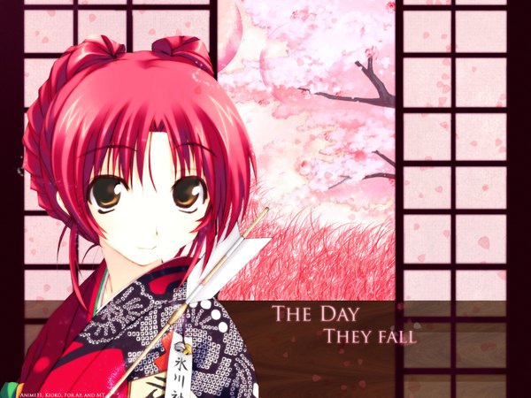 Anime picture 1600x1200 with to heart 2 leaf (studio) kousaka tamaki red hair japanese clothes kimono arrow (arrows) ema hamaya