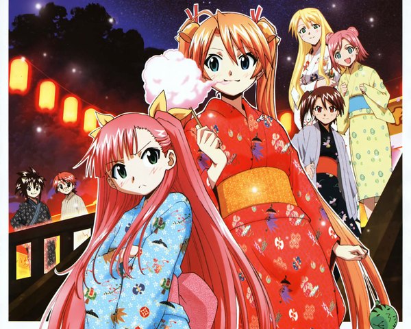 Anime picture 1958x1567 with mahou sensei negima! highres traditional clothes japanese clothes hair bell festival bell yukata cotton candy water yoyo