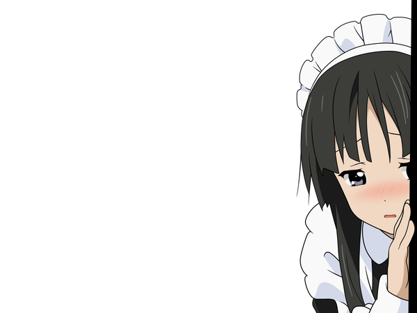 Anime picture 1600x1200 with k-on! kyoto animation akiyama mio single long hair blush fringe open mouth black hair black eyes maid embarrassed transparent background vector girl headdress maid headdress