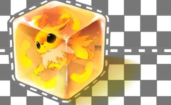 Аниме картинка 1052x648 с покемон nintendo jolteon yen-cat (mimi) один (одна) широкое изображение шахматный фон gen 1 pokemon животное
