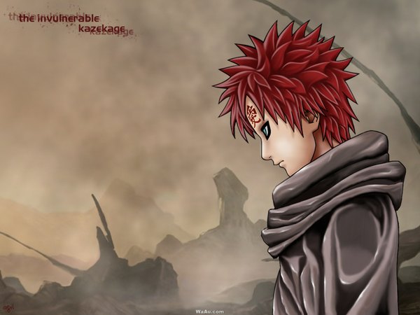 Anime picture 1600x1200 with naruto studio pierrot naruto (series) gaara single short hair red hair aqua eyes tattoo jinchuriki boy