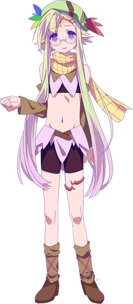 Anime picture 552x1260 with no game no life madhouse nina cliffe fuchima single long hair tall image looking at viewer blush open mouth blonde hair standing purple eyes signed payot full body pointy ears bare belly midriff watermark