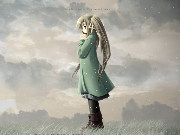 Anime picture 1600x1200 with sky snowing winter tagme