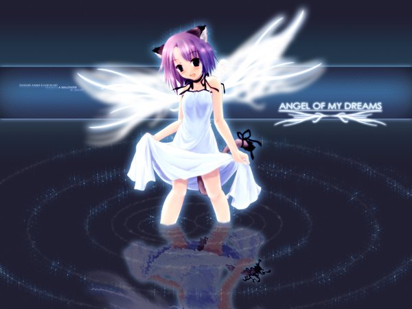 Anime picture 1600x1200 with sakurazawa izumi animal ears cat girl angel girl wings