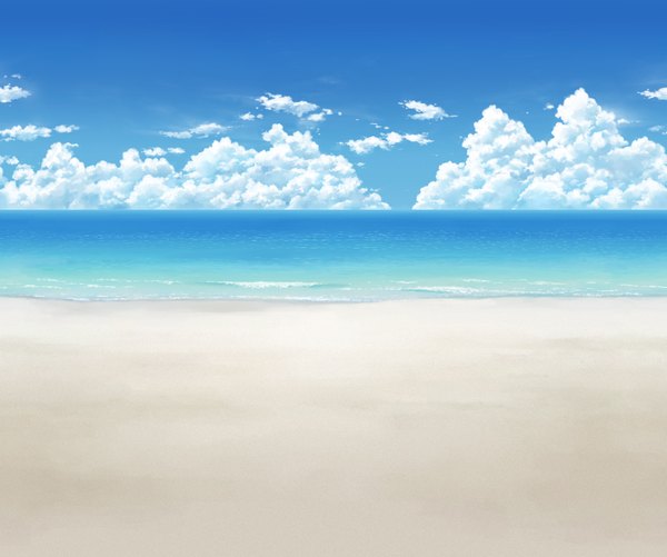 Anime picture 3215x2688 with original isou nagi highres absurdres sky cloud (clouds) beach horizon no people landscape water sea