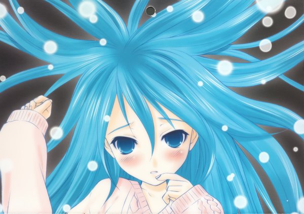 Anime picture 2463x1734 with vocaloid hatsune miku highres blue eyes blue hair girl