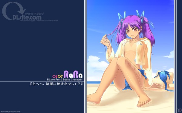 Anime picture 1920x1200 with dlsite.com highres light erotic wide image blue background swimsuit