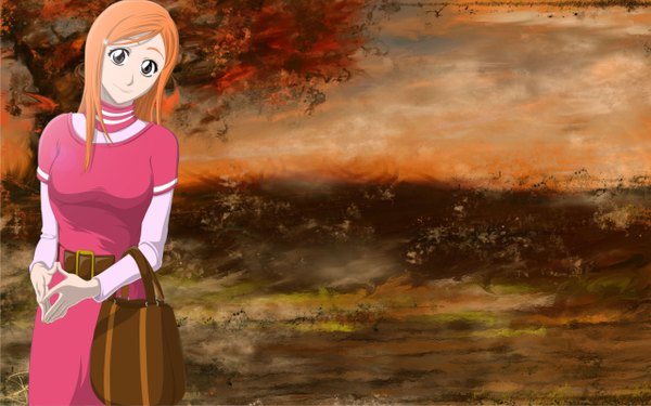 Anime picture 2560x1600 with bleach studio pierrot inoue orihime highres blonde hair wide image girl bag