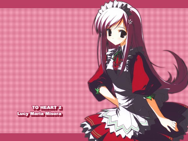 Anime picture 1024x768 with to heart 2 leaf (studio) lucy maria misora pink hair maid waitress