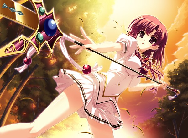 Anime picture 1228x900 with amatsu misora ni! purple eyes game cg red hair girl serafuku