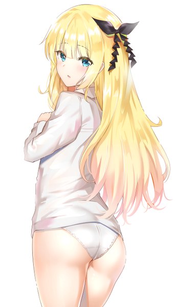Anime picture 3118x5463 with kishuku gakkou no juliet lidenfilms juliet persia nyung single long hair tall image looking at viewer blush fringe highres open mouth blue eyes light erotic blonde hair simple background standing white background payot absurdres