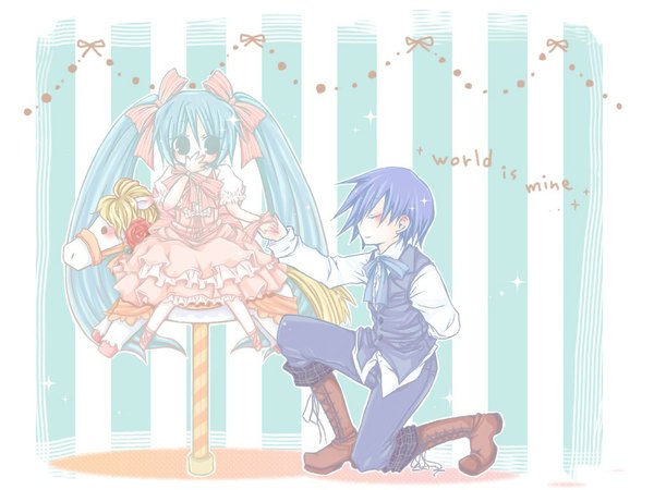 Anime picture 1024x768 with vocaloid hatsune miku kaito (vocaloid) girl tagme