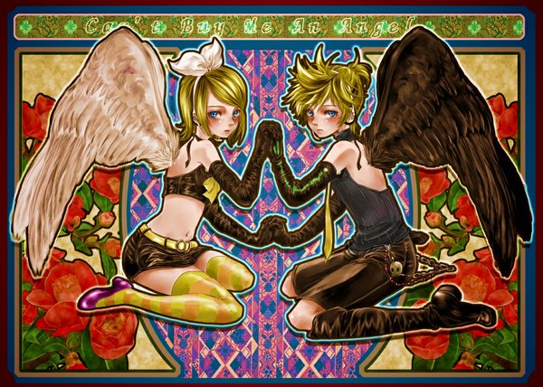 Anime picture 1087x777 with vocaloid kagamine rin kagamine len girl tagme