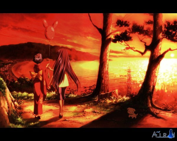 Anime picture 1280x1024 with air key (studio) kirishima kano kirishima hijiri evening sunset vegetables