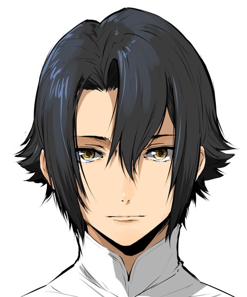 Anime picture 2568x3080 with baccano! huey laforet enami katsumi single tall image looking at viewer fringe highres short hair black hair simple background hair between eyes white background brown eyes portrait boy