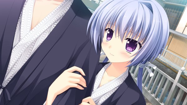 Anime picture 1920x1080 with berry's long hair blush highres wide image purple eyes twintails game cg grey hair couple girl boy