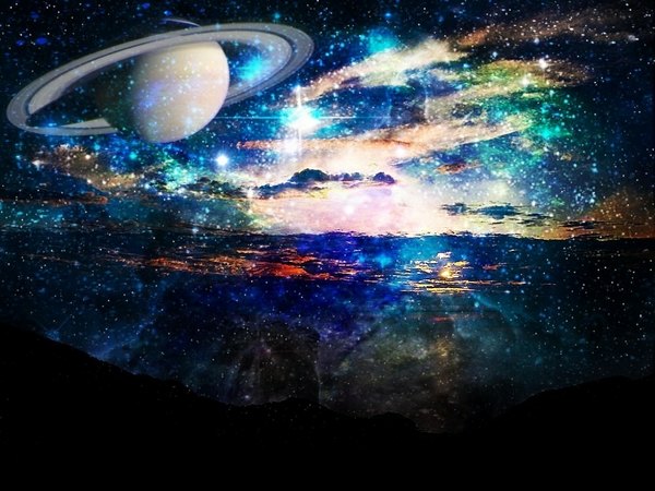Anime picture 1000x750 with original usamochi. sky cloud (clouds) glowing no people fantasy scenic star (stars) planet