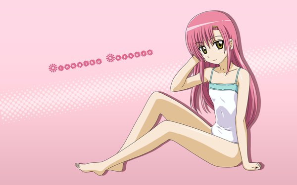 Anime picture 1680x1050 with hayate no gotoku! katsura hinagiku wide image pink background swimsuit