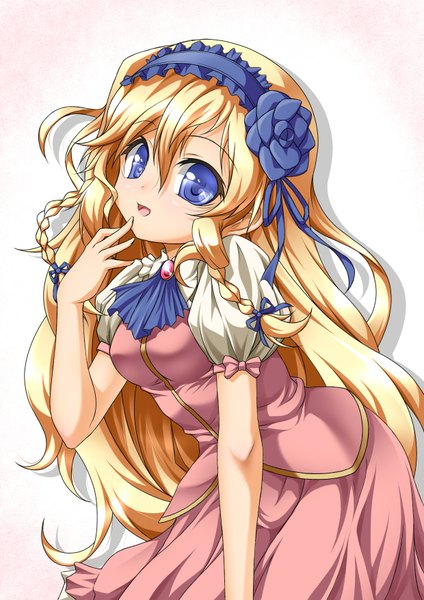 Anime picture 1240x1754 with castlevania konami maria renard roura single long hair tall image open mouth blue eyes simple background blonde hair white background girl dress hairband