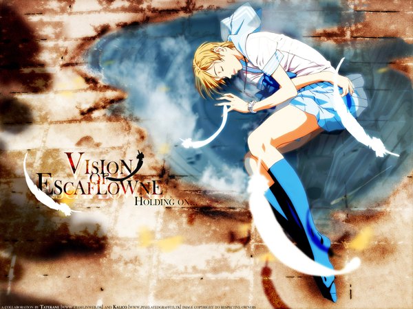 Anime picture 1600x1200 with vision of escaflowne hitomi kanzaki sleeping water feather (feathers)