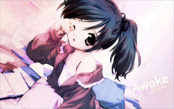 Anime picture 1920x1200 with sister princess zexcs highres wide image twintails sleepy book (books)