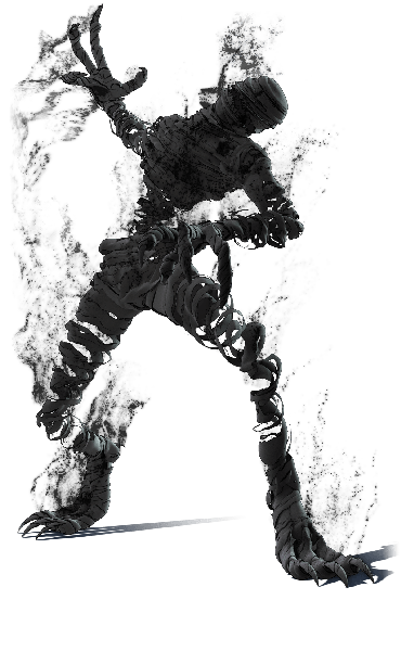 Anime picture 1200x1942 with ajin kuroi yuurei single tall image simple background grey background shadow ghost no face dissolving boy bandage (bandages) claws creature claw (weapon)
