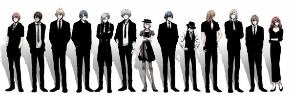 Anime picture 2492x816 with uta no prince-sama a-1 pictures jinguji ren hijirikawa masato ichinose tokiya nanami haruka (uta no prince-sama) ittoki otoya kurusu shou shinomiya natsuki mikaze ai kurosaki ranmaru kotobuki reiji camus aijima cecil shibuya tomochika meromizawa (artist) long hair looking at viewer highres short hair