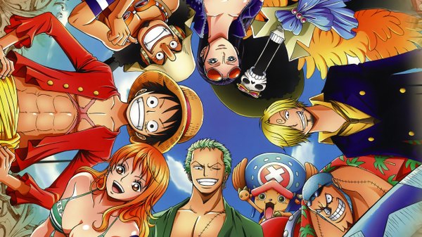 Anime picture 2560x1440 with one piece toei animation nami (one piece) monkey d. luffy nico robin roronoa zoro sanji tony tony chopper usopp franky brook (one piece) long hair looking at viewer fringe highres short hair open mouth light erotic black hair blonde hair