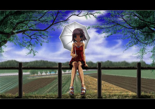 Anime picture 1500x1059 with umbrella tagme