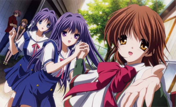 Anime picture 4129x2506 with clannad key (studio) furukawa nagisa fujibayashi kyou fujibayashi ryou highres wide image