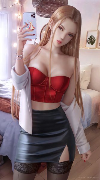 Anime picture 3900x7000 with pokemon pokemon swsh nintendo oleana (pokemon) wickellia single long hair tall image looking at viewer fringe highres breasts light erotic blonde hair large breasts standing holding absurdres indoors long sleeves