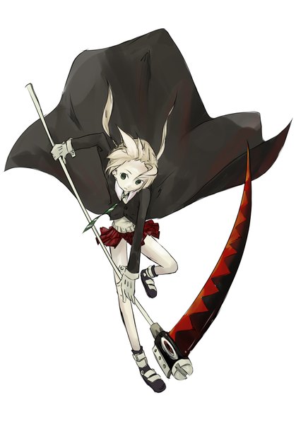 Anime picture 2865x4105 with soul eater studio bones maka albarn soul eater evans long hair tall image highres simple background blonde hair white background twintails green eyes girl necktie scythe