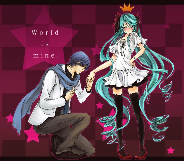 Anime picture 1200x1051 with vocaloid world is mine (vocaloid) hatsune miku kaito (vocaloid) girl